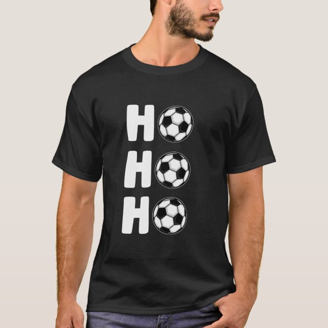 Xmas Boys Ho Ho Ho Christmas Soccer Player Long Sl T-Shirt (Front)