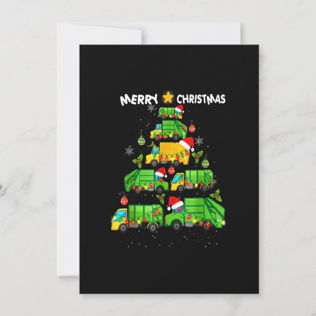 Xmas Boys Kids Garbage Truck Christmas Tree Orname Invitation (Front)