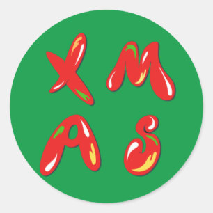Xmas Bubble Text Classic Round Sticker