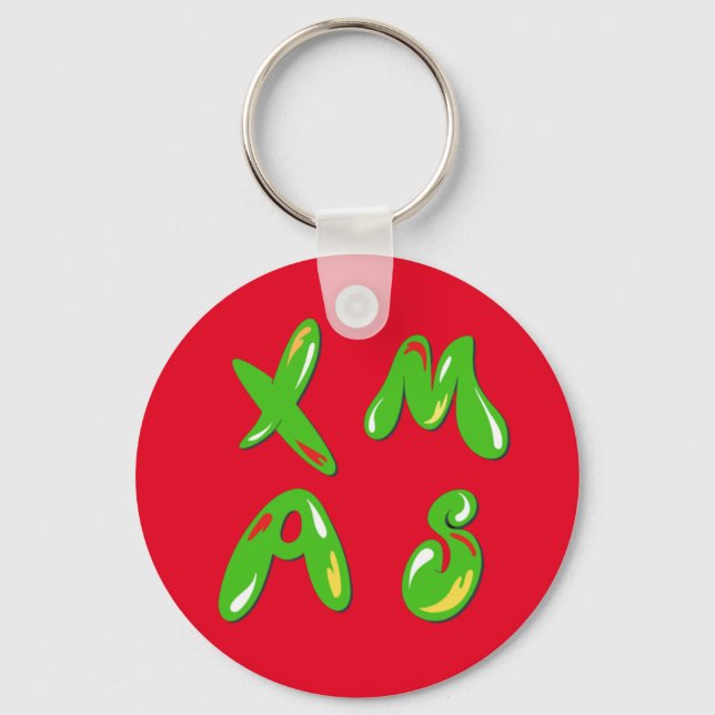 Xmas Bubble Text  Keychain (Front)