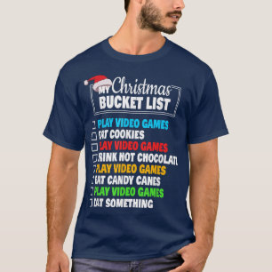 Xmas Bucket List Santa Hat Funny Video Gamer Boys T-Shirt