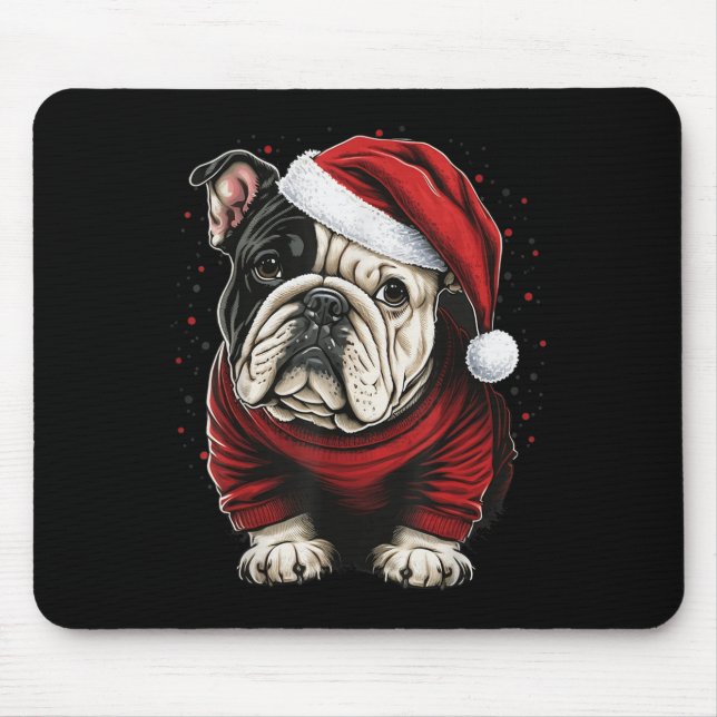 Xmas Bulldog Santa On Christmas Bulldog For Men Wo Mouse Pad (Front)
