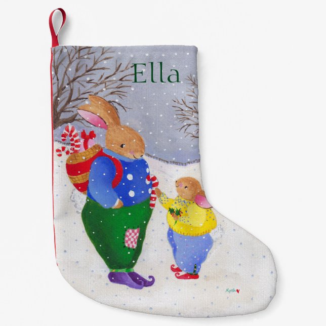 Xmas Bunny with Basket sock (Front)