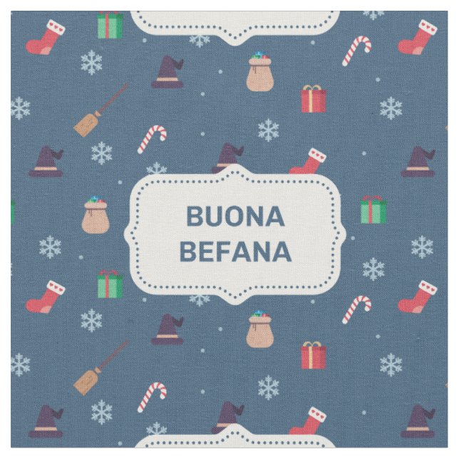 xmas buona Befana fabric (Close Up)