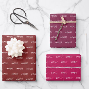 XMAS Burgundy Purple Pink Chic Edition Wrapping Paper Sheet