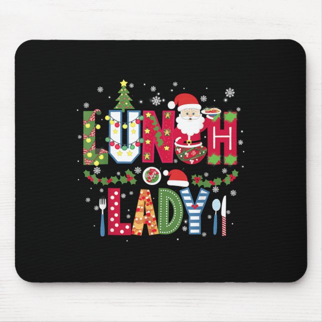 Xmas Cafeteria Worker Christmas School Lunch Lady  Mouse Pad (Front)