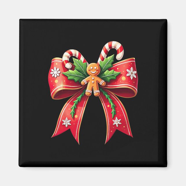 Xmas Candy Cane Bow Christmas  Magnet (Front)