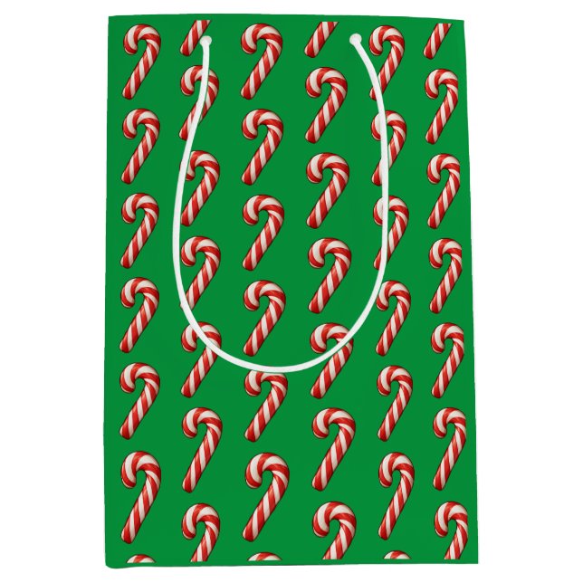 Xmas candy cane pattern medium gift bag (Front)