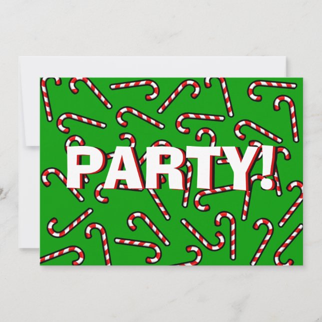 Xmas Candy Canes Invitation (Front)