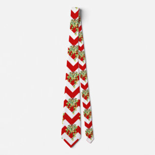 xmas chevron mistletoe tie