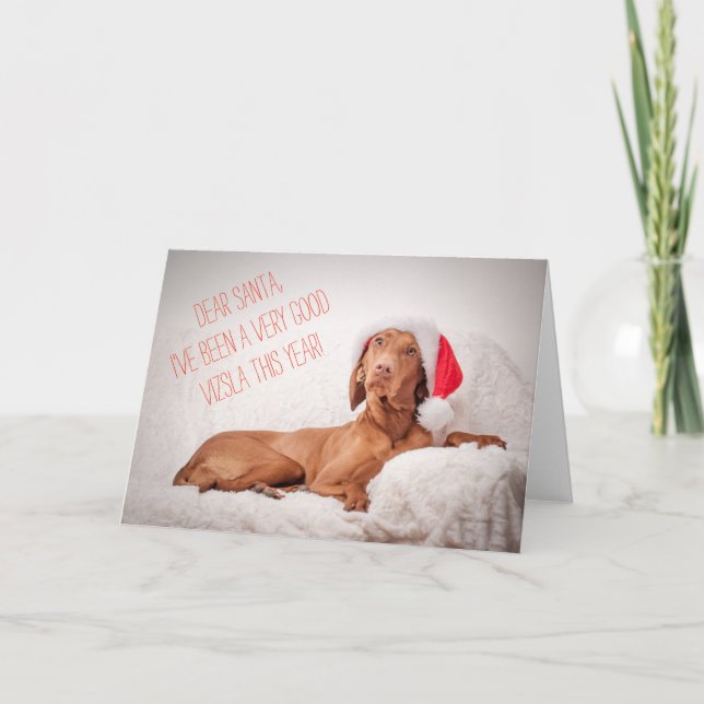 Xmas / Christmas Card "Magyar Vizsla" Good Santa (Front)
