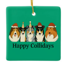 Xmas Collie Ornaments 