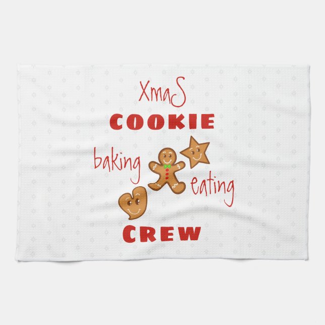 XmaS Cookie Baking&Eating Crew-Red Text  Kitchen Towel (Horizontal)