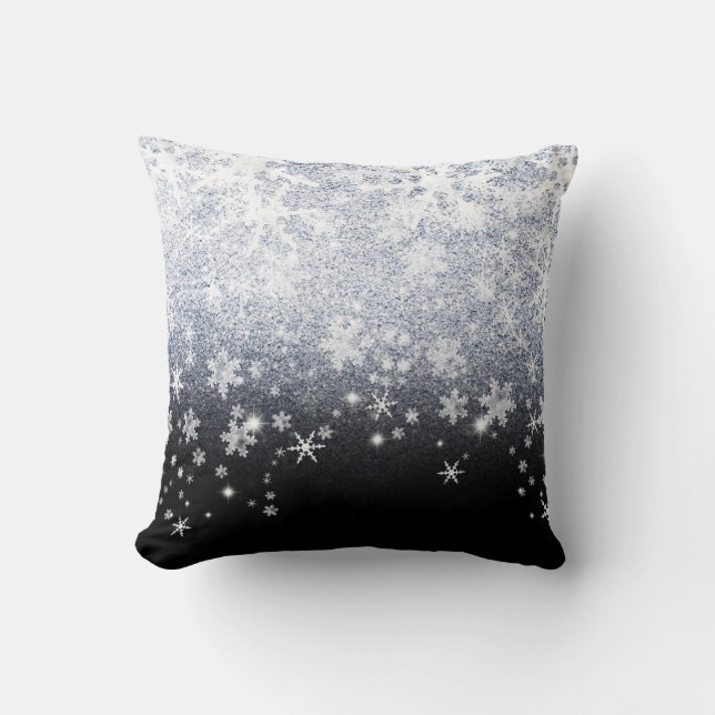  Xmas Crackled Ice Snowflakes Throw Pillow (Front)