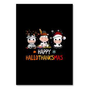 Xmas Cute Cow Halloween Thanksgiving Happy Table Number