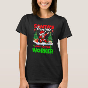 Xmas Dabbing Santa S Favourite Construction Worker T-Shirt