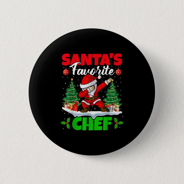 Xmas Dabbing Santa's Favourite Chef Christmas  2 Inch Round Button (Front)