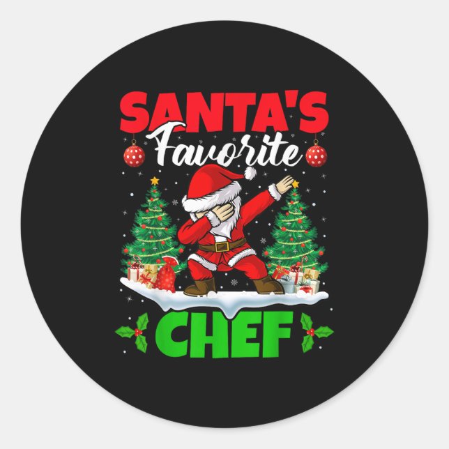 Xmas Dabbing Santa's Favourite Chef Christmas  Classic Round Sticker (Front)
