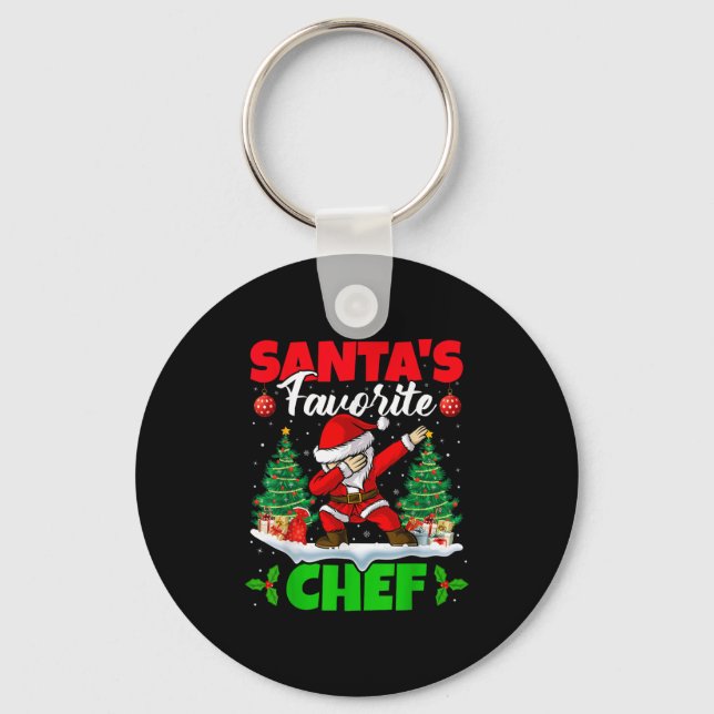 Xmas Dabbing Santa's Favourite Chef Christmas  Keychain (Front)