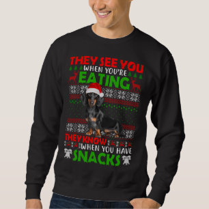 Xmas Dachshund Santa They See You When You're Eati Sweatshirt