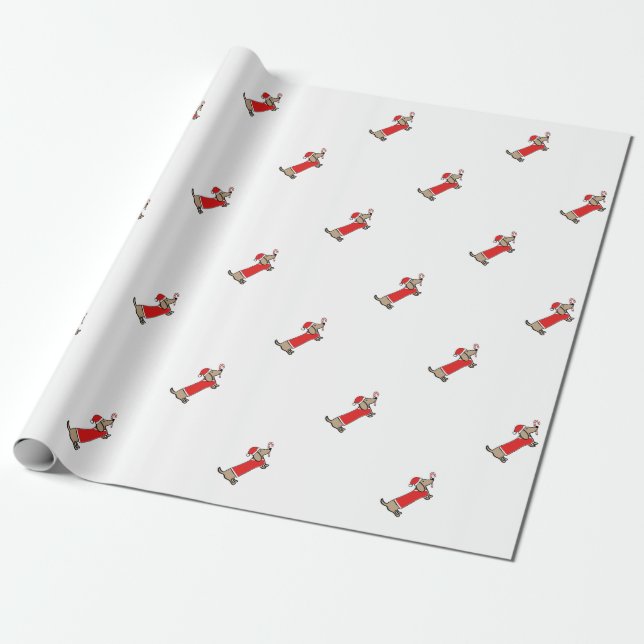Xmas dachshund wrapping paper (Unrolled)