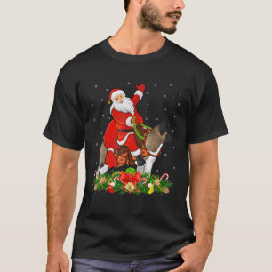 Xmas Decor Funny Santa Riding Akita Dog Christmas  T-Shirt