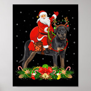 Xmas Decor Funny Santa Riding Rottweiler Dog Chris