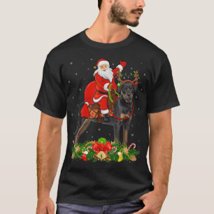 Xmas Decor Funny Santa Riding Rottweiler Dog Chris T-Shirt