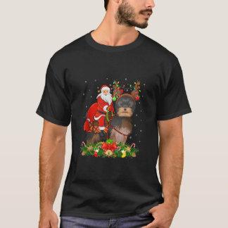 Xmas Decor Santa Riding Yorkshire Terrier Dog Chri T-Shirt