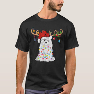 Xmas Decoration Lighting Santa Maltese Dog Christm T-Shirt