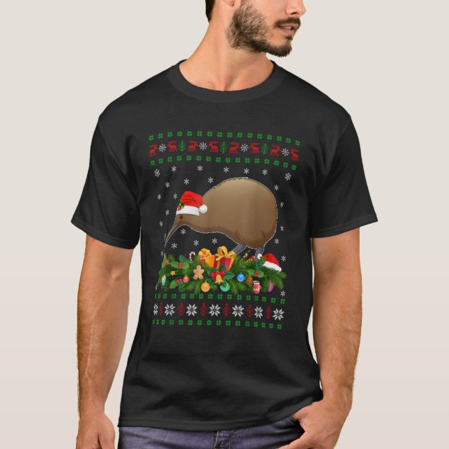 Xmas Decoration Ugly Santa Kiwi Bird Christmas  T-Shirt (Front)