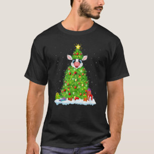 Xmas Decorations Lights Santa Cattle Christmas Tre T-Shirt
