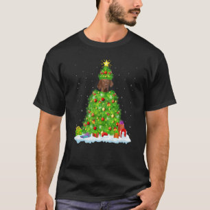 Xmas Decorations Lights Santa Coonhound Dog Christ T-Shirt