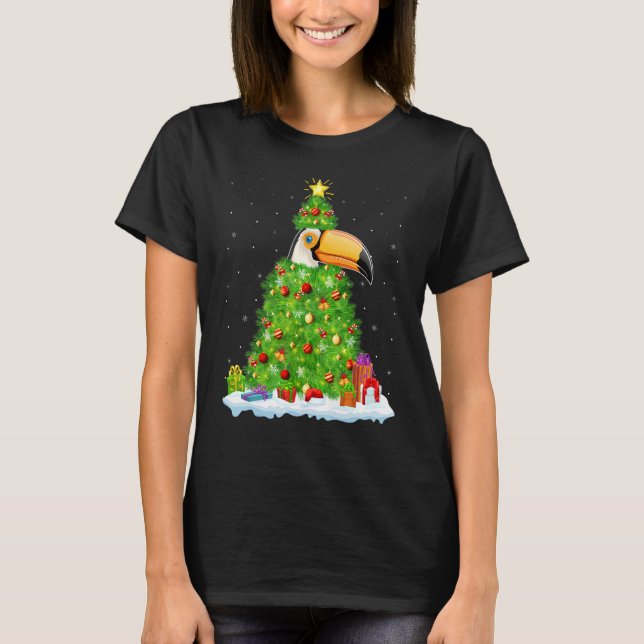 Xmas Decorations Lights Santa Hornbill Bird Christ T-Shirt (Front)