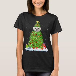 Xmas Decorations Lights Santa Maltese Dog Christma T-Shirt