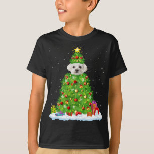 Xmas Decorations Lights Santa Maltese Dog Christma T-Shirt