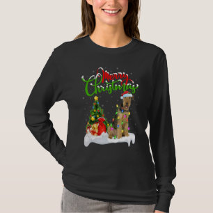 Xmas Decorations Santa Airedale Terrier Dog Christ T-Shirt