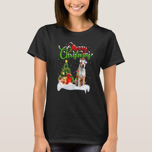 Xmas Decorations Santa Bull Terrier Dog Christmas  T-Shirt (Front)