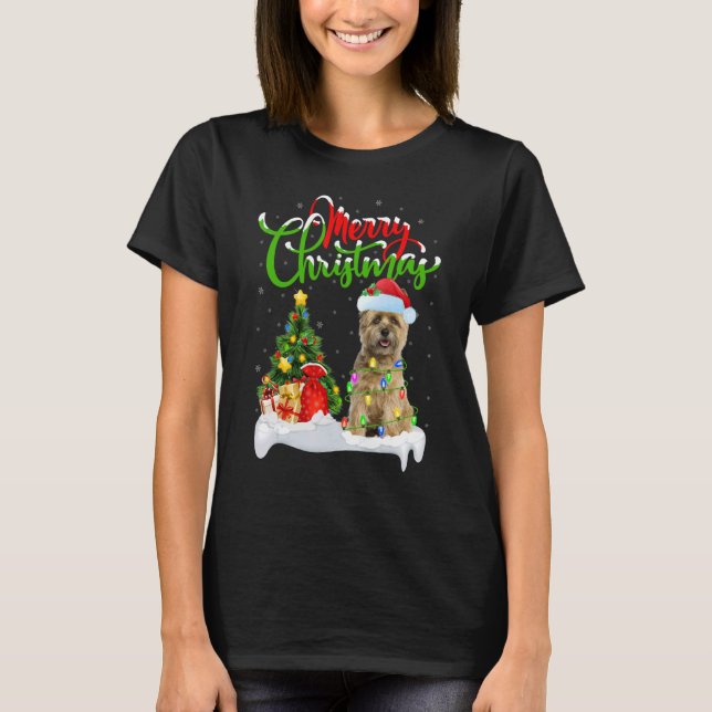 Xmas Decorations Santa Cairn Terrier Dog Christmas T-Shirt (Front)