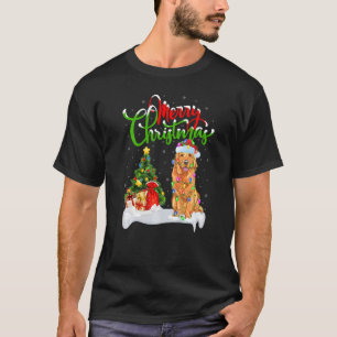 Xmas Decorations Santa Golden Retriever Dog Christ T-Shirt