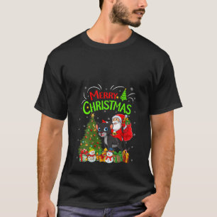 Xmas Decorations Tree Lights Santa Riding Panther  T-Shirt