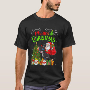Xmas Decorations Tree Lights Santa Riding Panther  T-Shirt
