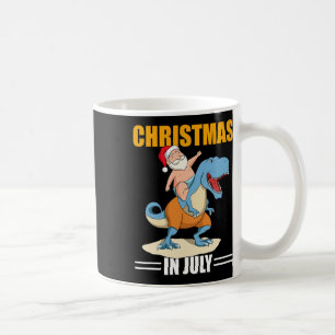 Xmas Dinosaur Summer Christmas In July Santa In Ju Coffee Mug