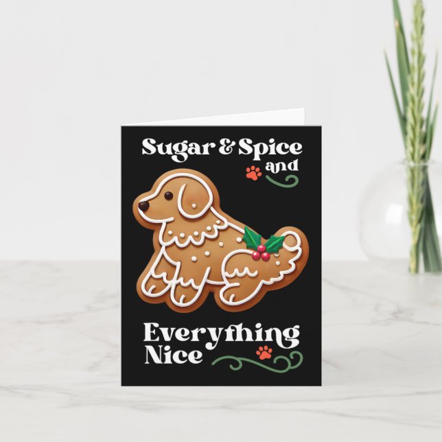 Xmas Dog Gingerbread Sugar Spice Christmas Cookie  Card (Front)