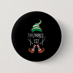 Xmas Drumsticks Music Matching Drummer Elf Pajama  2 Inch Round Button