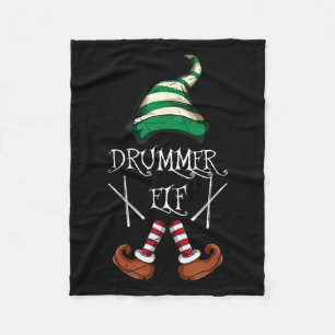 Xmas Drumsticks Music Matching Drummer Elf Pajama  Fleece Blanket