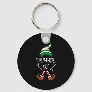 Xmas Drumsticks Music Matching Drummer Elf Pajama  Keychain
