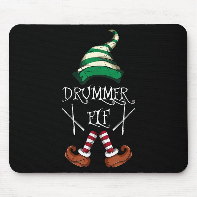 Xmas Drumsticks Music Matching Drummer Elf Pajama  Mouse Pad (Front)