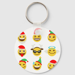 xmas emoji happy faces keychain