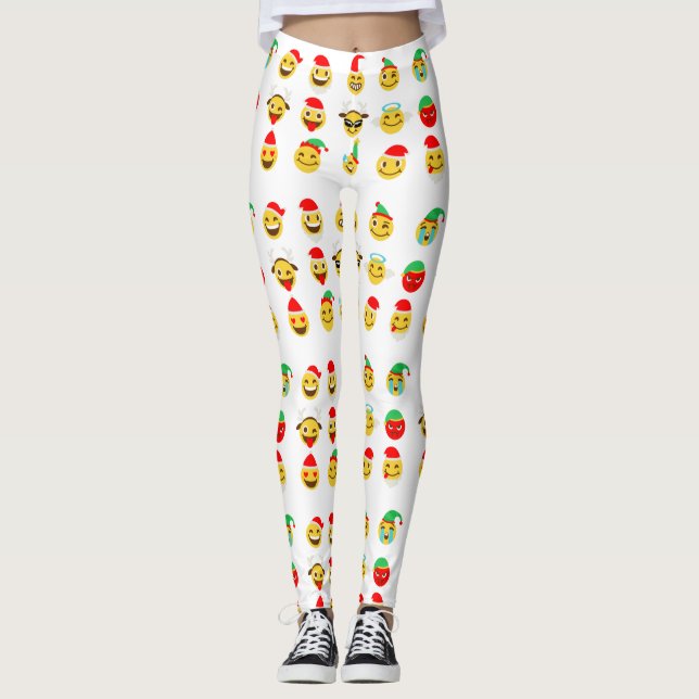 xmas emoji happy faces leggings (Front)
